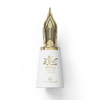 Lähivaade Le Falconé Risala For You 100ml pudelist, millel on kuldne püstkirjakork. Risala For You 100ml parfüümipudelist tehtud stuudiofoto, mis toob esile selle elegantse valge korpuse ja keerulise, skulpturaalse kuldse püstkirjakorki, mis iseloomustab seda ainulaadset nišilõhna.
