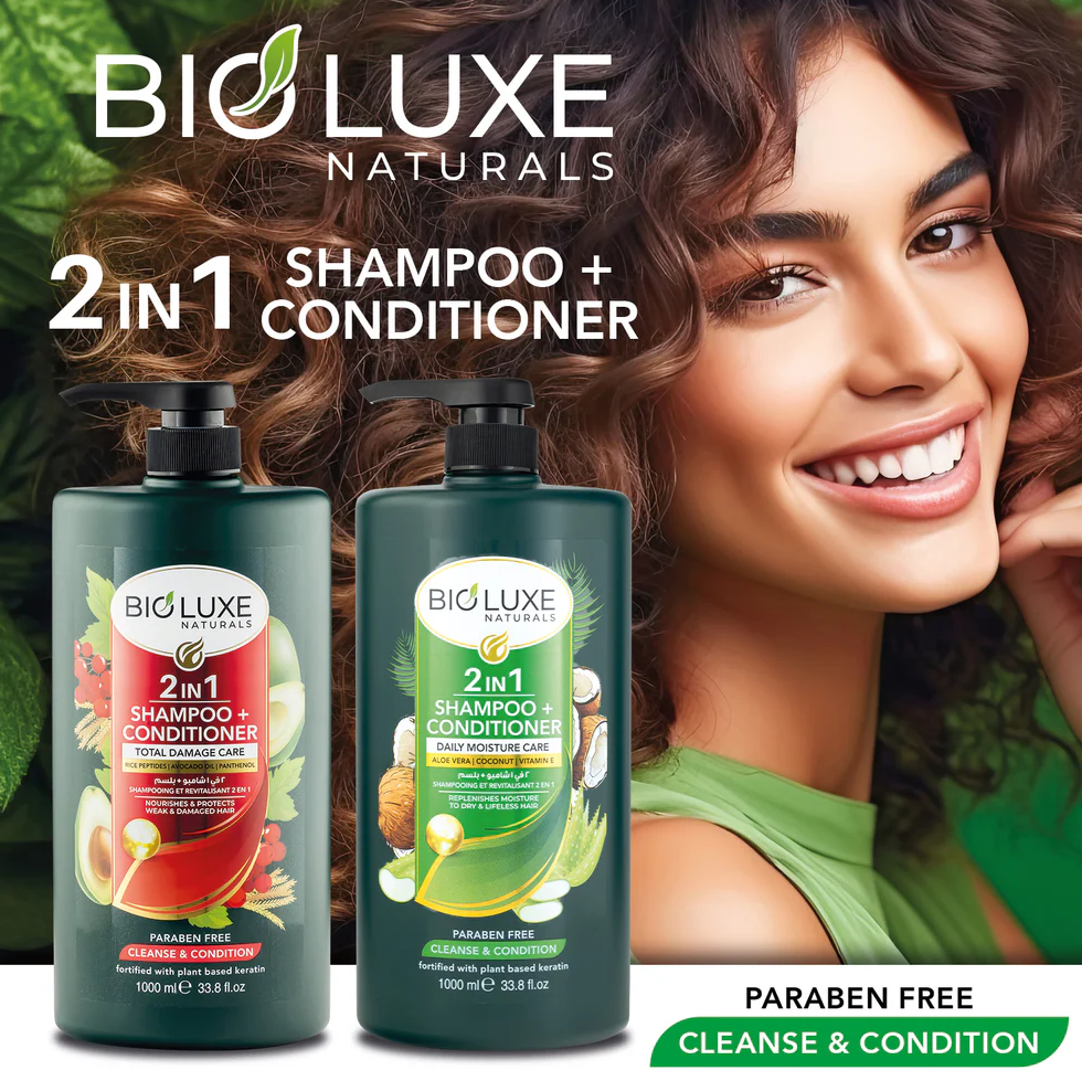 Total Damage Care 2-in-1 šampoon + palsam firmalt BioLuxe Naturals 1000 ml
